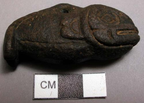 Stone pendant charm for scratching: argillite, with no pigment, fish motif