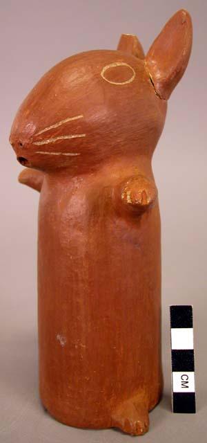 Ceramic burnished red (terra cotta) rabbit figurine