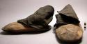 Pair of moosehide moccasins with heavy pants-cloth tops