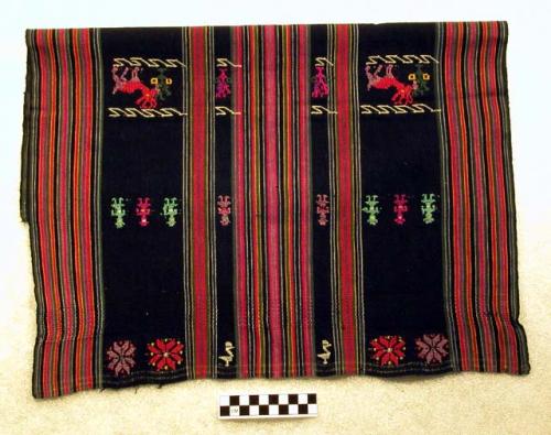 Servieta, or napkin, used for wrapping or carrying - dark blue cloth with red, g