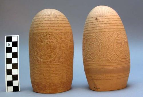 Gourds ornamented with carvings