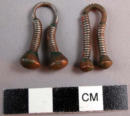 Pair of iron and copper earrings