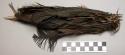 Headdress, brown feathers bound with vegetable fiber, bundled