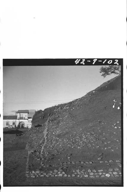 Southwest corner excavated, Mound B; Structure D