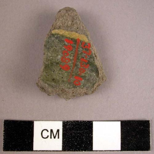 Fragment of crockery - green glaze