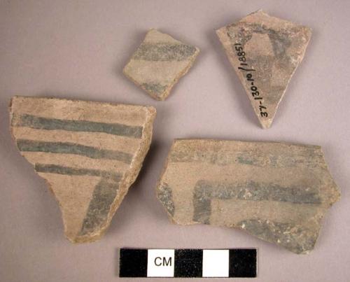 Black on grey potsherds