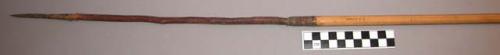 Wooden spear with metal tip