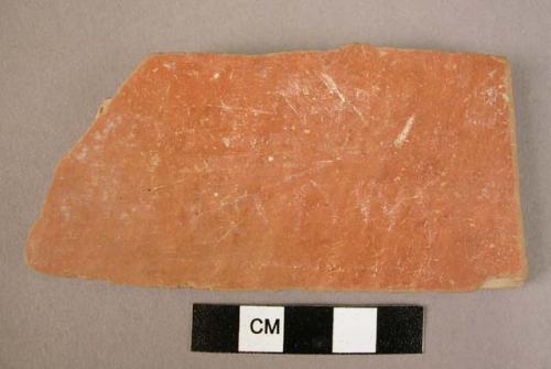 Ceramic body sherd red slipped and burnished ware, wheel made