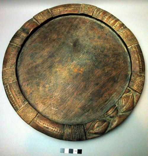 Ifa divination tray, carved wood, border round