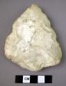 Cast of chipped stone biface, hand axe, ovate, cream