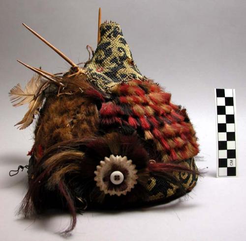 War bonnet of twillwork with feathers