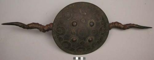 Shield of circular iron piece elaborately designed