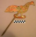 Shadow puppet, cut-out figure of rooster, polychrome, abraded, pigment loss