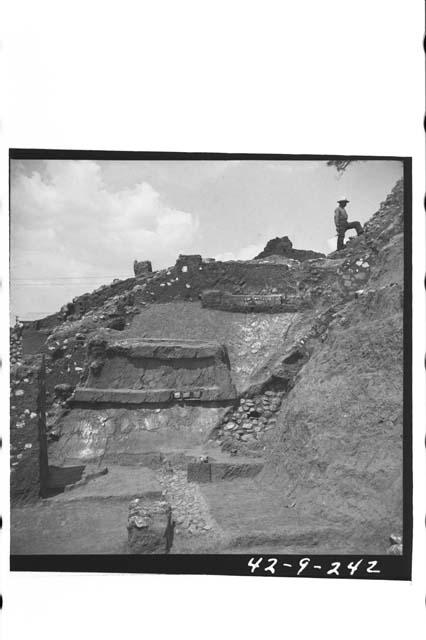 Mound B. South side of shrine platform of Str. E