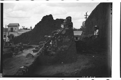 Mound B; West side; Structure E. Section of upper stairway