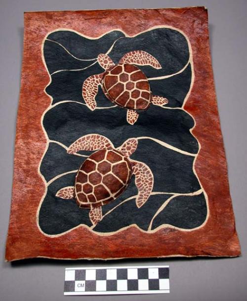 Tapa cloth turtle painting in relief