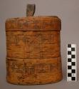 Ornamented birch bark box for milk and water