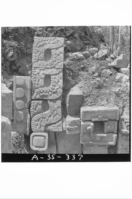 Close-up of snake decoration, Structure 1A1; Northeast side