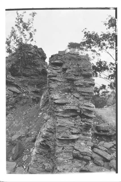 North wall (in section) from W. Above Talud, and masonry (at left) of later buil