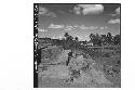 Two views looking west at early construction in N. boundary wall of platform fro