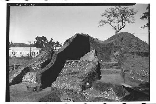 General view of trenches in mound