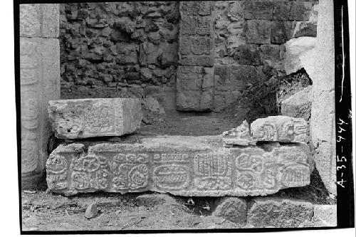 I.S. Bldg., center lintel, E. corbel and odd pieces