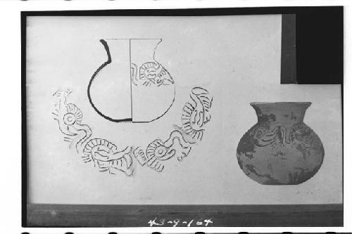 Tejeda's painting & drawing of plumbate jar.