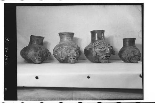 Plumbate "Old man" effigy jars + Tejeda drawings.  Left. to rt./1- From Tajumulc