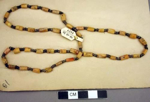 Necklace - small yellow stone beads and silver beads