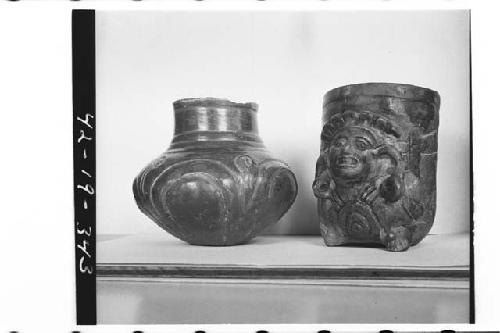 Plumbate gadrooned standard jar and plumbate miniature head and arm jar