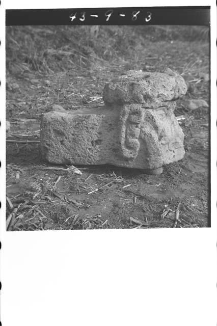 Ditto - Left profile, Ballcourt sculpture from W. side of court.