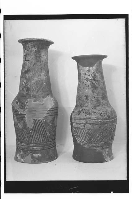 Two plumbate pottery drums. Cat. # A-141, 142. and Tejeda drawings of same (43-9