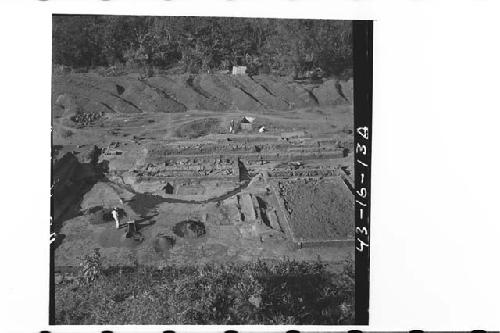 Three views from upper portion of central structure looking north and down on St