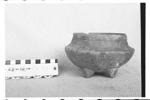 Tetrapodal Lost-Color Pottery Bowl