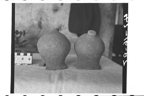 Two Hollow Mammiform Legs of Pottery Vessel