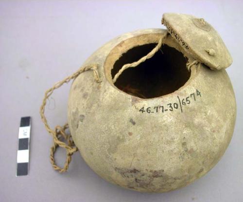 Gourd with cover attached by a string