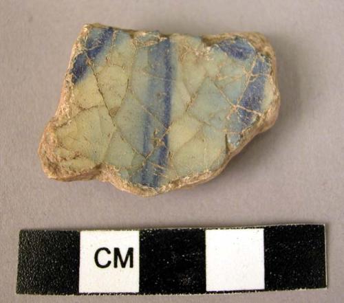 2 potsherds - blue on blue-white glaze