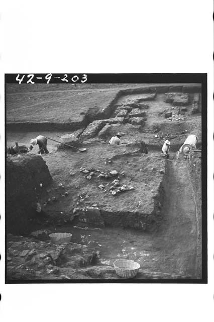 Mound B; West side; Str E. Excavation of north half of shrine