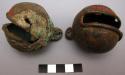 2 very large round copper bells- 1 badly eroded