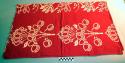 Pieces of red printed cloth (pareus - sarongs); 5' 8" x 3' 4"