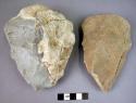 4 medium-sized crude stone handaxes