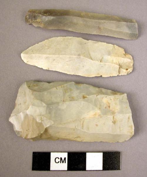 9 flint retouched blades and blades showing signs of use