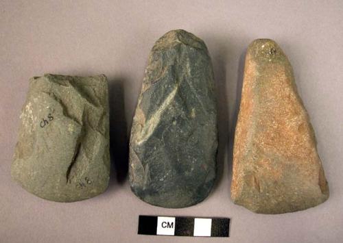 6 partially chipped, ground & polished celts of epidiorite