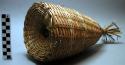 Small fish trap, wicker weave, conical, nkaki