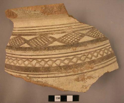 2 large painted potsherds