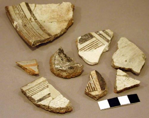 Ceramic rim and body sherds, geometric, mended, reconstructed