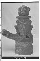 Large painted pottery human figurine with animal headdresses - cat. #A-187.