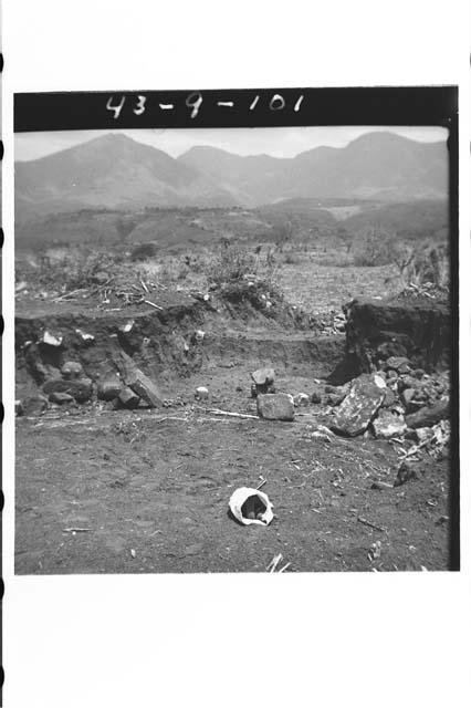 Construction stones from fill of mound.