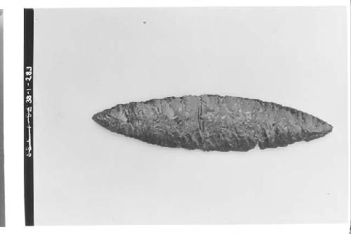 Obsidian blade (A-1-647). Length 17 cm.