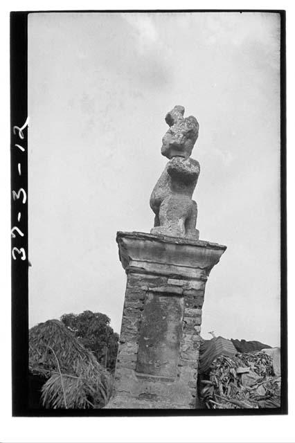 Human figure on bridge, W. side